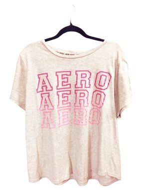 Aeropostale Cream Graphic Tee with Pink Logo size x large * no tag